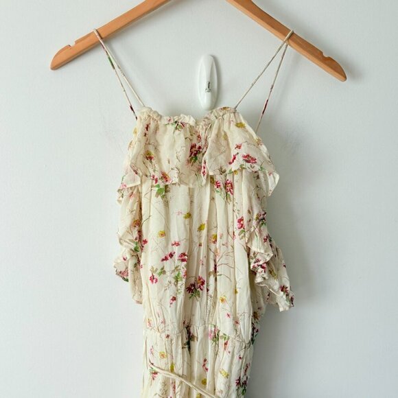 Zara Floral Sequin Ruffle Midi Halterneck Midi Dress NWT Size XS - Picture 7 of 9